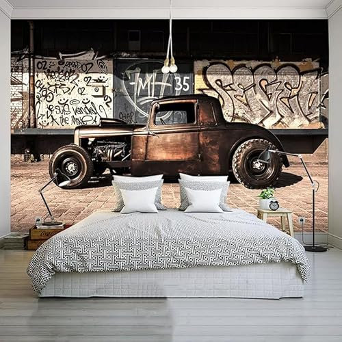 FYRHLH Papier Peint Panoramique 3D Voiture rétro 3D Papier Peint Murales 3D pour Salon Chambre Restaurant Enfant Murale Moderne Décoration Mural 150cm×105cm(LxH)