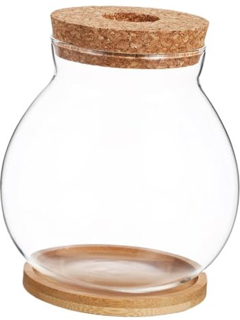 BESPORTBLE Hydroponic Small Fish Tank Round Glass Aquarium Mini Desk Aquarium Small Fish Bowl Lid Glass Terrarium Bowl