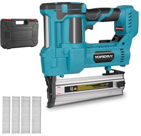 Yofidra Cordless Nail Gun - 2-in-1 Electric Staple Gun,2 Modes Electric Stapler, LED Light, Ideal for Furniture Assembly and DIY Woodworking(Without Battery)