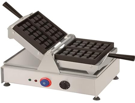Gaufrier Électrique Professionnel à Double Plaques – Ouverture 180°, 2000W – Thermostat Réglable 0-300°C, Plaques Fonte Antiadhésives – Gaufres Parfaites, Usage Intensif