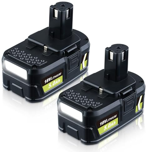 2 Pack 5.5Ah 18V P108 Li-ion Replacement for Ryobi 18V Battery Compatible with Ryobi Battery P108 P104 P105 P106 P107 Cordless Power Tools