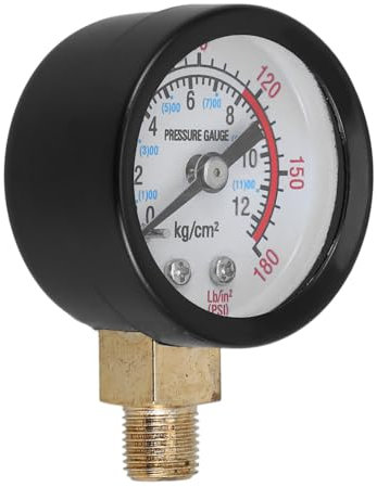 VILLCASE 12kg Manómetro De Aire Con Montaje Inferior Alta Precisión Para Herramientas Neumáticas y Compresores