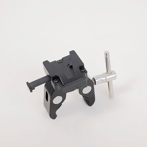 V Mount Lock Battery Adapter with Clamp for Light Stand Tripod, Quick Release V Lock Plate for Sony BP/FXLION V-Mount Battery, Compatible with DSLR Camera Rig, Pipe/Tripod/Hook Mount (15–55mm)