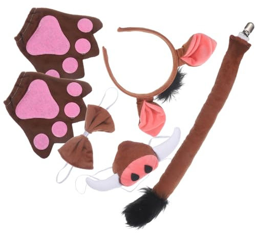 Beaupretty 1 Satz Schweinekostüm-set Outfit Kleinkind Nase Halloween Plüsch Hörner Stirnband Bogen Ohren Ohrstirnbänder Für Mädchen Schweine-stirnbänder Kostüme Anziehen Kaffee Stoff