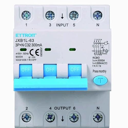 IXTRIMA Interruttore Magnetotermico Differenziale 3P+N 32A 300mA 380V-6KA 300mA per Guida DIN - 4 Moduli DIN - Protezione Circuiti e Sicurezza Impianti