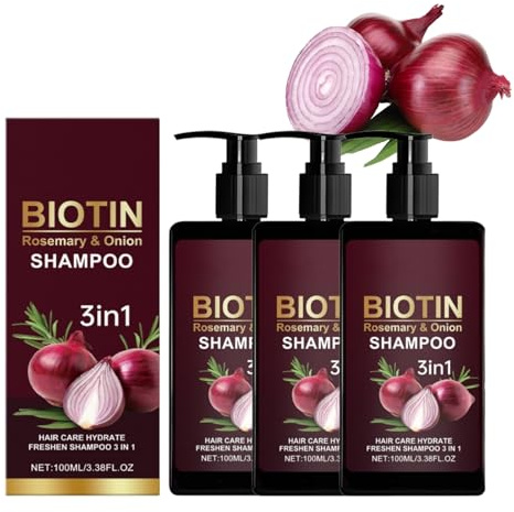 Onion & Rosemary Shampoo, Rosemary Conditioner, Haarpflege, Feuchtigkeitspflege, Reinigung – 3 in 1 für alle Haartypen, Sanfte Pflege für kräftiges Haar (1)