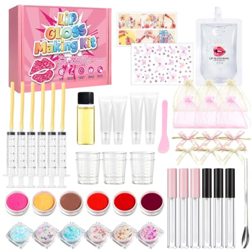 Lipgloss Set Selber Machen, Lipgloss Selber Machen Set, DIY Geschenke | Lippenstift Selber Machen, Kosmetik Selber Machen Set, Enthält Lippenstiftpuder in 6 Farben, Lip Gloss Base usw