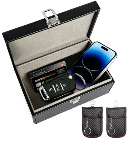 Extra Large Faraday Box for Car Keys with 2 Pack Faraday Pouch,RFID Signal Blocker Key Fob Protector,Keyless Entry Car Key Signal Blocking Box,Car Key Fob Protector for Car Phone Credit Card Security