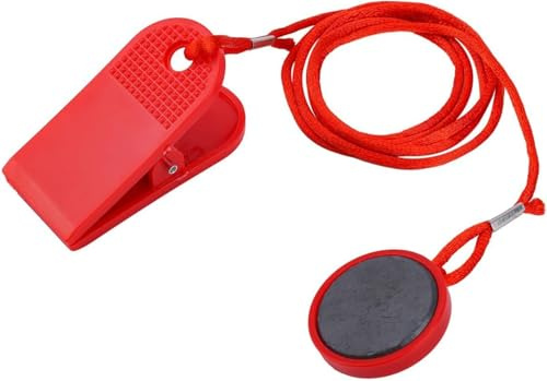 AYMBH Universal Magnetic Treadmill Safety Key Emergency Stop Clip with Strong Magnet, ABS Plastic Lock & Nylon Cord for Home & Gym Running Machines, Red 3.1cm Security Key