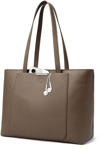 Gluckstar PU Leder Handtasche Damen Groß Shopper Tasche 14 Zoll Wasserdicht für Arbeit Schule Einkaufen