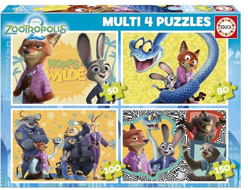 Educa - Zootropolis Puzzle | Set mit 4 progressiven Puzzles für Kinder mit 50 bis 150 Teilen | Empfohlen für Kinder ab 5 Jahren (20464)