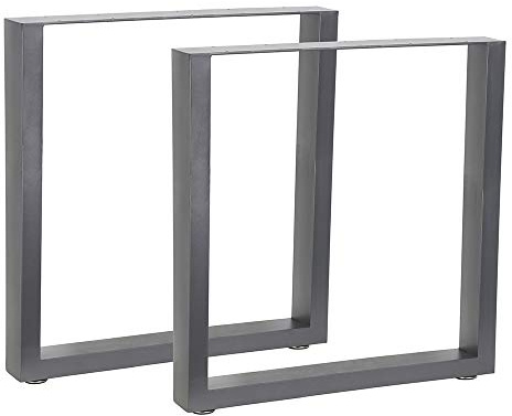 Mucola Tischgestell Tischkufen Tischbeine 2er Set Stahl 70x72 cm Grau | Vierkantprofil 80x40 mm, inkl. Bodenschoner und Montagematerial, für Esstisch, Schreibtisch und Werkbank, Industrial Design