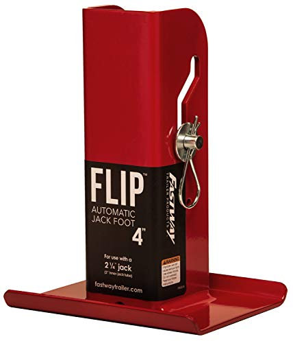 Fastway FLIP 88-00-4500 Trailer Tongue Automatic Fold-Up Jack Foot Plate for 2 1/4 Jacks-4 Extension (2-Inch Inner Jack Tube)