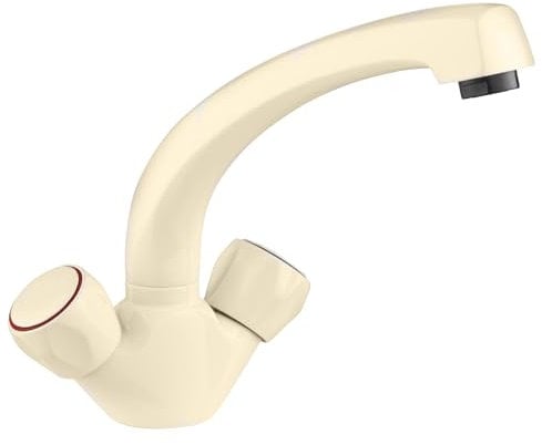 Deva Profile Beige Kitchen Mixer Tap Flow Hot & Cold Cream Dual Single Or Double Sink Basin Swivel Faucet DCP124/004 – 12 Year Warranty, One Size