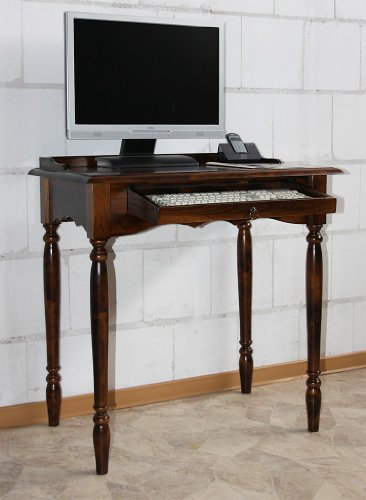 CASA Massivholz Computertisch mit Tastaturauszug 78x82x52cm Varese pappel massiv braun nussbaumfarbe