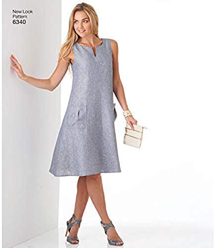 Simplicity New Look 6340 Größe A Misses 'Easy Kleider Schnittmuster, Mehrfarbig