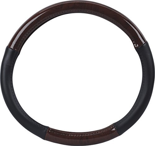 hr-imotion Design Lenkradbezug für Lenkräder zwischen 37,5 bis 38,5 cm Durchmesser in Holz / Leder / Chrom [5 Jahre Garantie | Griffsicher | Schweißregulierend | Design in Germany] - 10811301