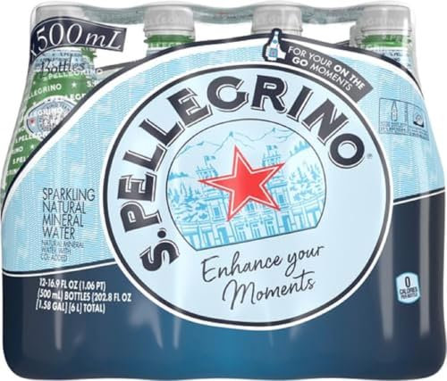 S.Pellegrino Sparkling Natural Mineral Water, 16.9 fl oz. Plastic Bottles (12 Count)