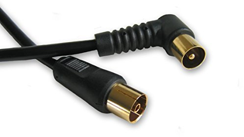 C4A® 1.5m TV Aerial Cable/Right Angled TV Coax Male to Straight Female/Shielded Coax Cable