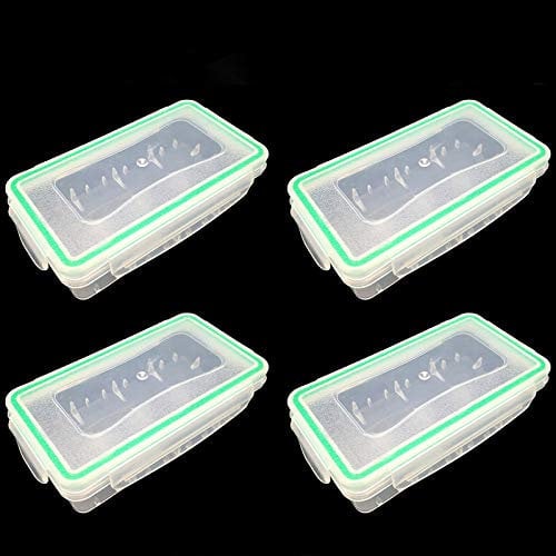 RJHome Clear Plastic Waterproof Battery Storage Case Holder Organizer for 18650 Batteries/16340 Batteries 4PCS