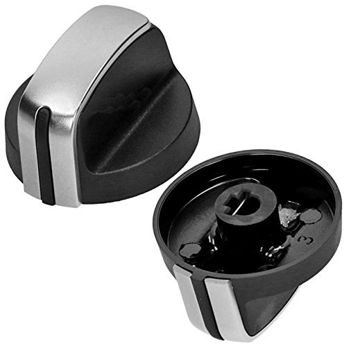 Spares2go Manopola interruttore fiamma gas per forno Hotpoint-Ariston (argento/nero, confezione da 2)