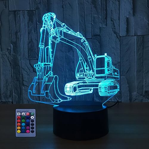 HPBN8 Ltd 3D Bagger Illusions LED Lampen Fernbedienung 7/16 Farbwechsel Acryl Berühren Tabelle Schreibtisch-Nacht licht mit USB-Kabel für Kinder Schlafzimmer Geburtstagsgeschenke Geschenk