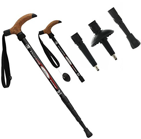 Wrzbest Aluminum Alloy Quick Lock Trekking Poles Anti-Shock Telescopic Walking Stick Adjustable Canes Crutch for mountains trekking hiking walking,Ultralight Collapsible with Cork Grips Tungsten Tips