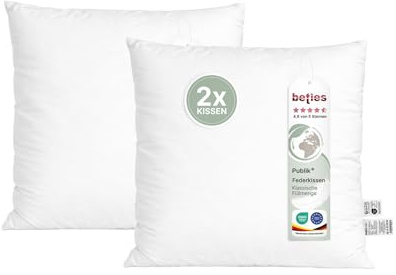 beties - Publik - 2erSet Feder Füllkissen 45x45 cm – 560 g Enten- & Gänsefedern – Innenkissen Inlett & Kissenfüllung – formstabil, waschbar – Sofakissen & Dekokissen