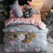 Morbuy Set Copripiumino Matrimoniale 240 x 220cm e 2 Federe, Copripiumino Reversibile Bambina in Microfibra con Motivo di Love Mountain e Tartan, Copri Piumone per Letto Matrimoniale, Rosa e Grigio