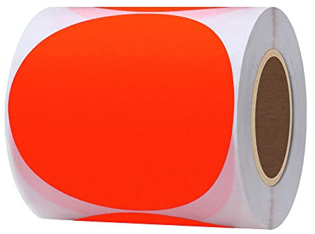 Hybsk Lot de 200 étiquettes autocollantes rondes de 7,6 cm par rouleau (rouge fluo)