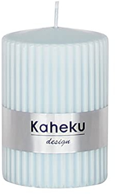 Kaheku Rillenkerze Powder eisblau, Ø 7 cm, Höhe 10 cm