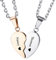 INBULE Personalisierte Herz Paar Halskette Set mit Wunschgravur von Name Datum für Damen Herren Pärchen Liebhaber Edelstahl Verstellbare Kette Liebevolle Beziehung Puzzle Anhänger(Roségold Faber)