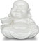 Houlu Kleine lachende Buddha-Statue für Glück, Keramik, weiß, glücklicher Buddha-Figur für Zuhause, Büro, Gartendekoration, Innen- und Außenbereich, 8,9 x 9,9 x 8,9 cm