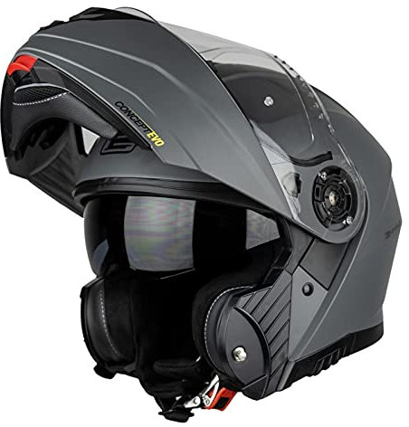 G-Mac Concept Evo Flip Front Motorcycle Helmet (Satin Gunmetal, XL)