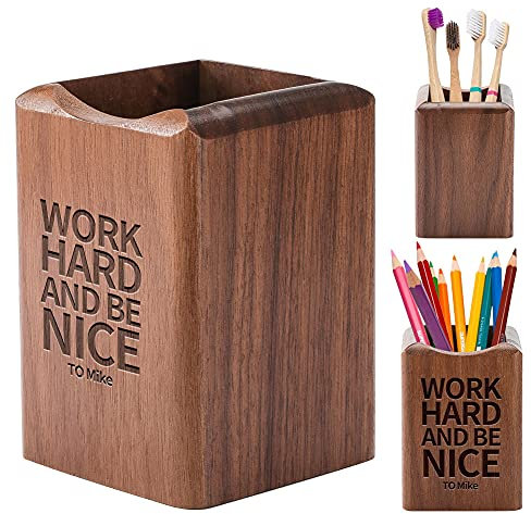 ANQIYI Personalisierte Stiftehalter aus Holz, Stifthalter Geschenke für Geburtstag, Jahrestag, Weihnachten, personalisierte Schreibwaren Organizer Halter Geschenke, Graviert Ihren Namen