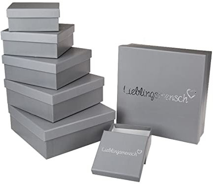 Bada Bing 8er Set Geschenkkartonage Mit Deckel Grau Silber Aufdruck Lieblingsmensch Geschenkverpackung Karton Geschenk Hochzeit Herz 86
