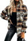 OMZIN Veste à Carreaux Femmes Chemise Chemise Chemisier Veste De Transition Bûcheron Chemise à Carreaux Chemise Femmes Chemisier Chemise Orange L