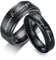 FLHEART Personalisierte Paare Ringe,Individuell Gravieren Name Schwarz Wolframcarbid Minimalist Band, Sein und Ihr Versprechen Verlobungsring Set für Herren Damen, Geschenke zum Valentinstag