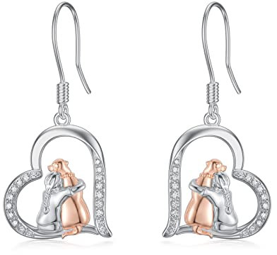 LONAGO Hund Ohrringe für Mädchen 925 Sterling Silber Süßer Hund Baumeln Ohrringe Schmuck