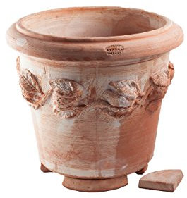 Teramico Blumentopf Pflanzgefäß Übertopf Italienisches Terrakotta inklusive Füße Conca Limoni -absolut frostfest- (25cm)