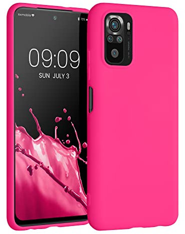 kwmobile Hülle kompatibel mit Xiaomi Redmi Note 10 / Note 10S Hülle - weiches TPU Silikon Case - Cover geeignet für kabelloses Laden - Neon Pink