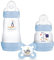 MAM, Newborn Baby Gift Set Includes: 1 x 130 ml Anti-Colic Bottle, 1 x 260 ml Anti-Colic Bottle, 1 x Original Start Pacifier, from 0 Months, Blue, Sold in Foreign Language