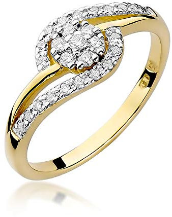 MARKO Verlobungsring aus Gold für Frauen mit 0,17 Karat Diamanten Gelbgold 14 Karat Gold (585) | Goldring mit Box | Goldring für Frauen (Gelbgold, 64 (20.5))