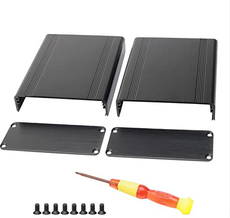 Pxyelec Aluminum Electronic Enclosure Junction Box for PCB Board HiFi Audio Amplifier Electrical Projects with 2.0 Phillips Screwdriver, 4.33x3.46x1.50 inch /110x88x38 mm (LHW)