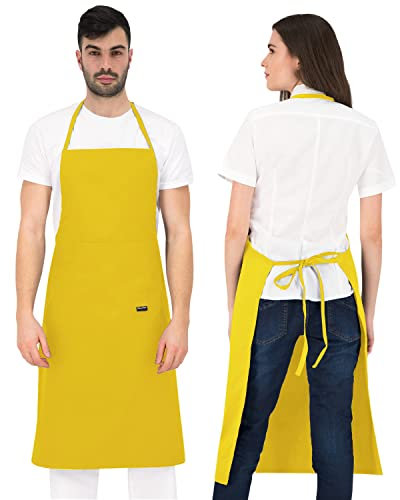 PALLTEX Borago Kochschürze Männer Kochschürze Damen Schürze Damen Schürze Herren für Kochen Basteln Malen Backen (Gelb)
