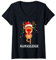 Damen Namasleigh Weihnachten Yoga Workout Rentier Xmas Lights Funny T-Shirt mit V-Ausschnitt