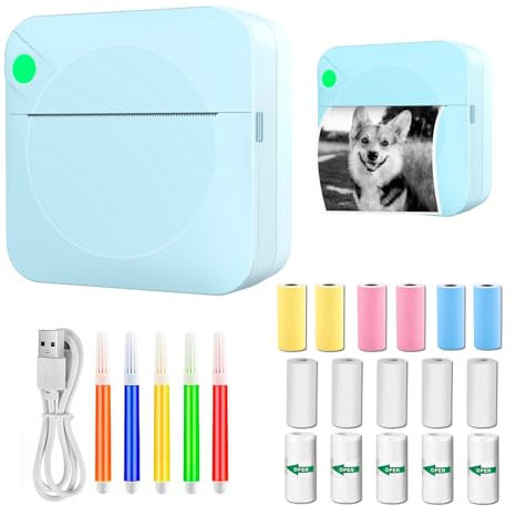 Rayoner Mini Impresora Portátil Inalámbrica para Fotos y Etiquetas Autoadhesivas - Térmica para Móvil - 16 Rollos