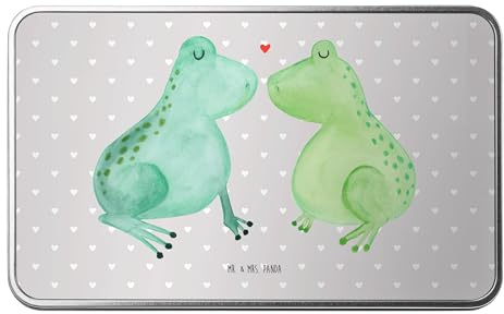 Mr. & Mrs. Panda Metalldose rechteckig Frosch Liebe - Geschenk, Liebesbeweis, Ehemann, Frösche, Jahrestag, Pärchen, Heiraten, Geschenk Hochzeit,