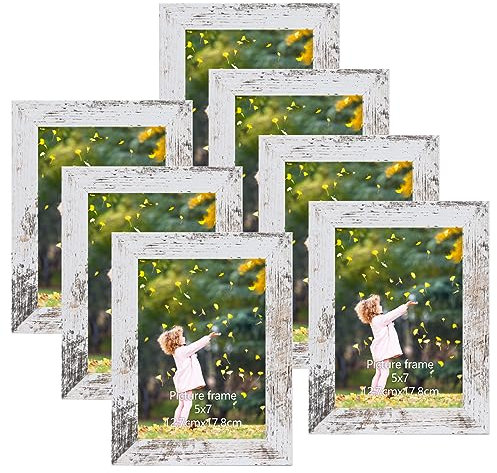 Vasemouh Vintage-Weiß Bilderrahmen 13x18 CM 7er-Set, Vintage-Stil ideal für Wand- und Tischaufstellung im Wohnzimmer, Schlafzimmer, Büro oder Flur