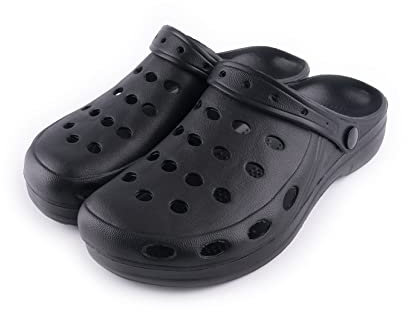 R-ISLAND Clogs Classic,Sabots Homme, Eva, imperméable, Sabots de Travail, santé, Cuisine, Piscine, Plage.etc (Noir, Adult, Men, Numeric_45, Numeric, EU_Footwear_Size_System, Medium)